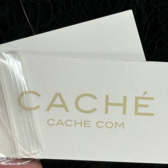 Cache Black Lace Dress Feather Cuffs Open Back XXS - Picture 7 of 7